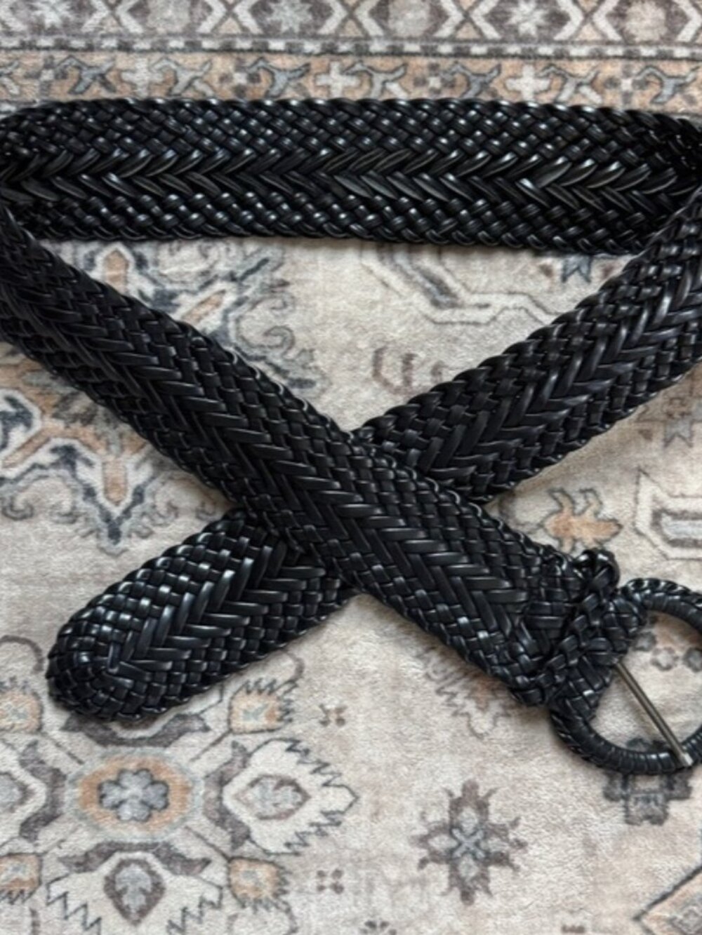 Black Chunky Braided Waist Belt